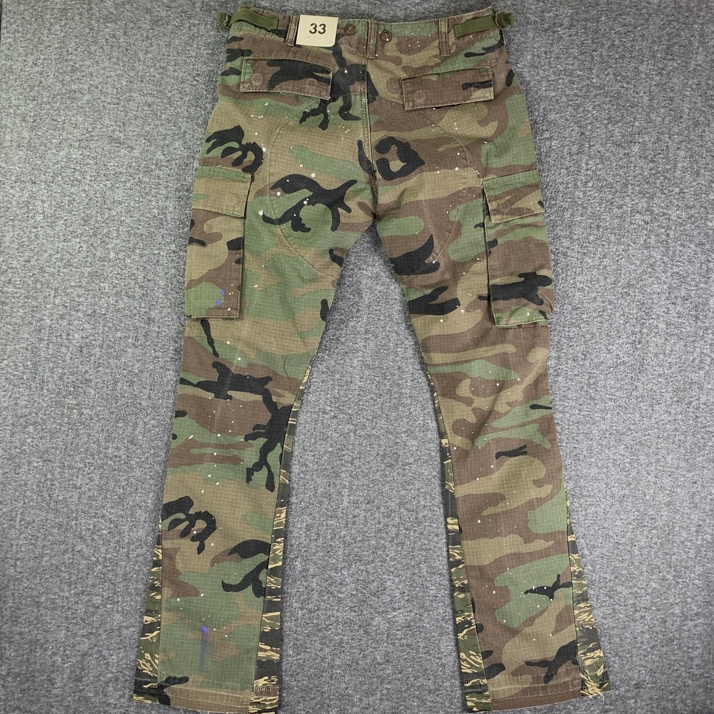 MNML Bootcut Camo Pants Men 33x35 Streetwear Fashion Paint Splatter Grunge NEW - Picture 10 of 11